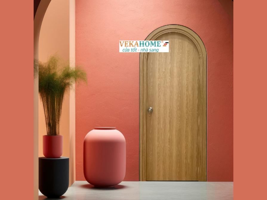 Hình ảnh 3D cửa nhựa giả gỗ composite vòm